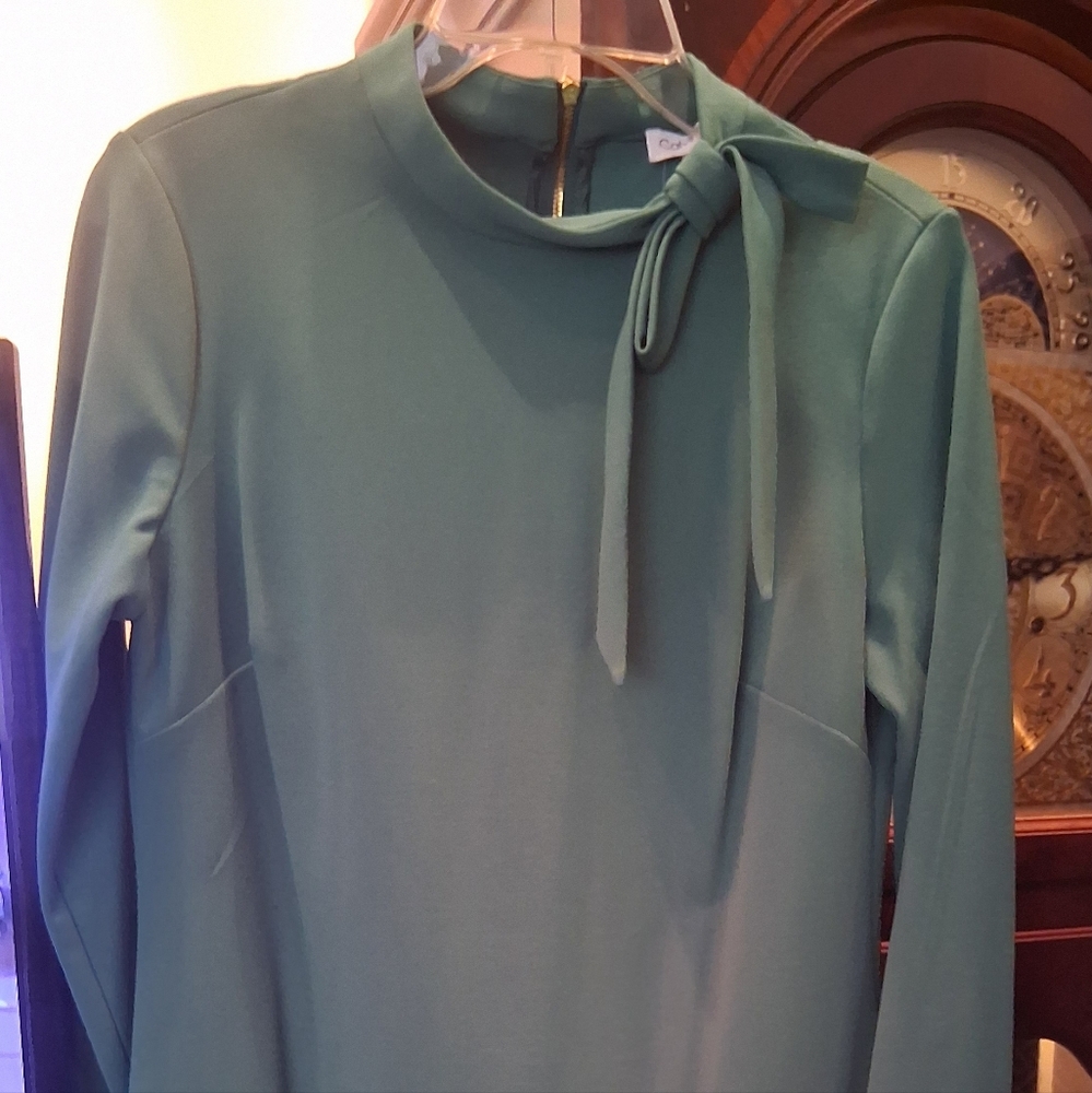 Elegant Teal Long-Sleeve Dress